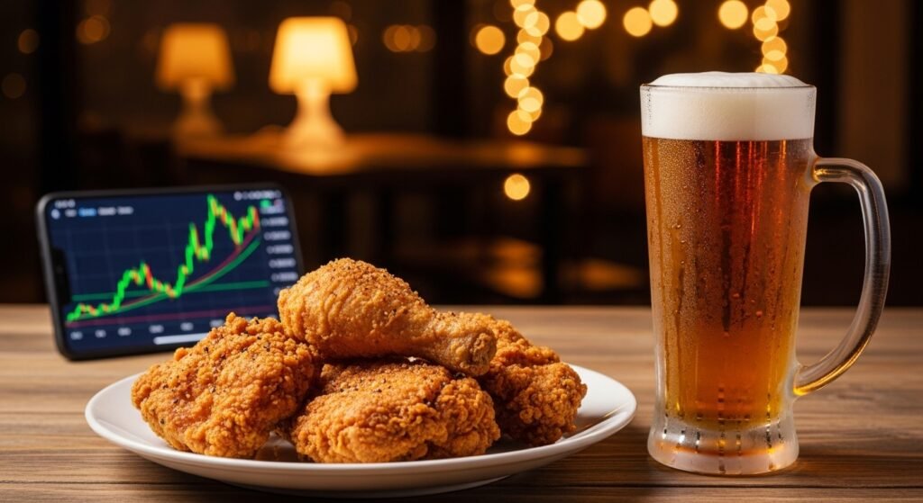 수익으로 맛있는 저녁을 즐기는 행복한 모습