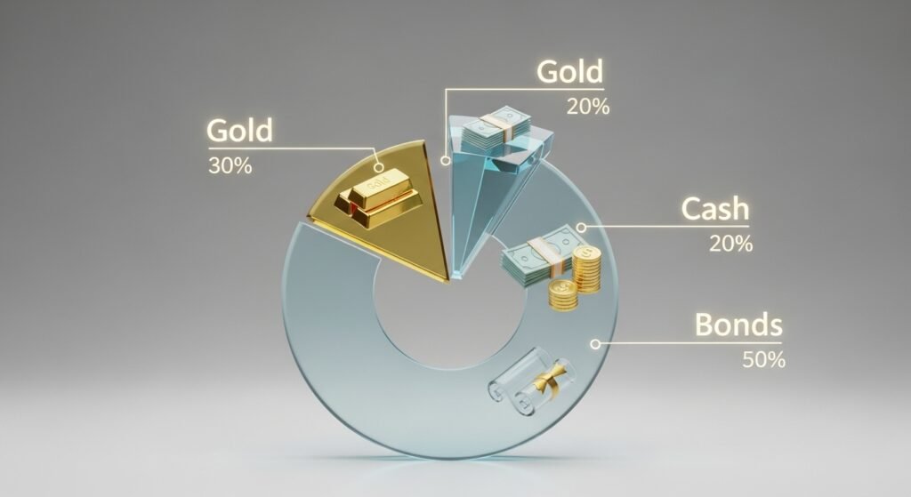 테더 예치금을 구성하는 현금성 자산, 미국 국채, 기타 자산의 비율을 나타낸 원형 차트